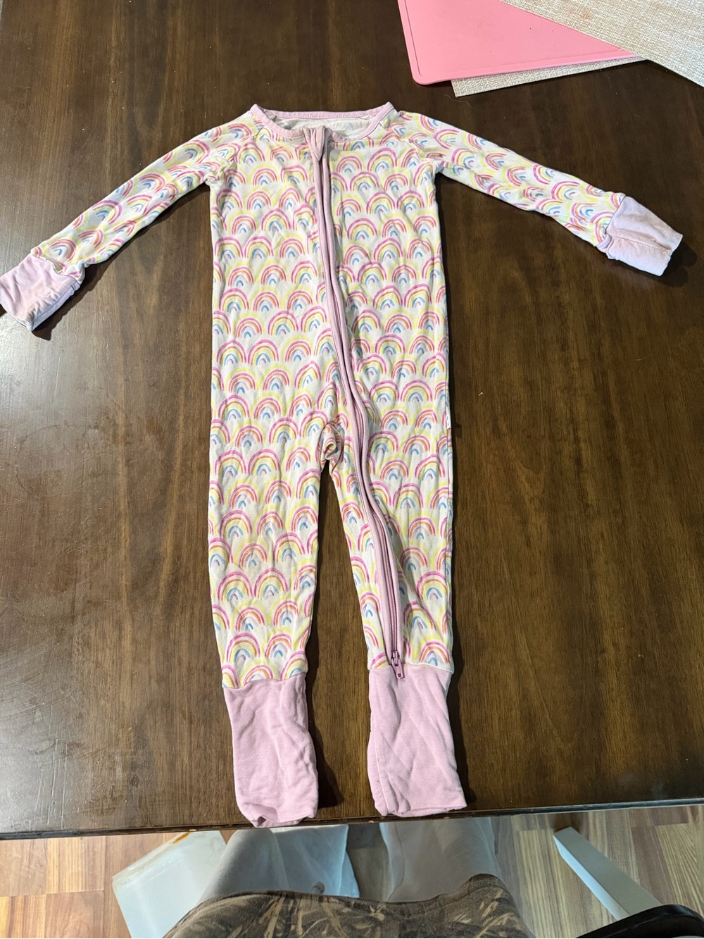 Little Sleepies Pink Rainbow Footed One-Piece Pajama